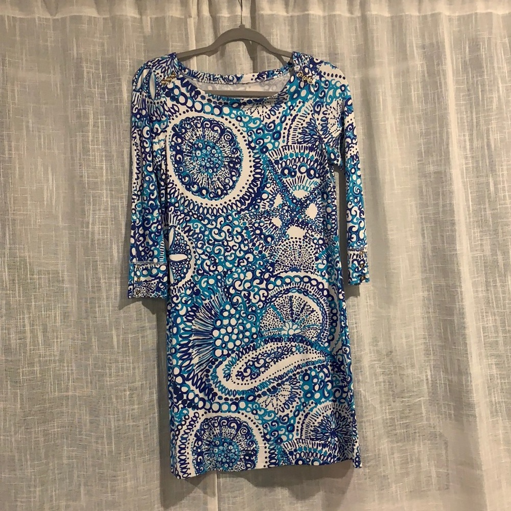 Lilly Pulitzer Blue and White Mid Thigh Dress